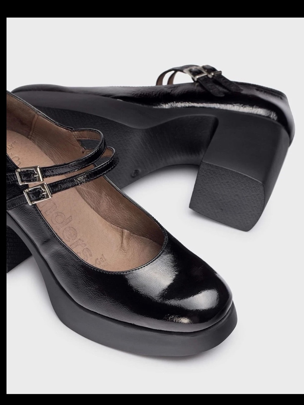 Wonders Mary Jane Platform Block Heel Shoe Pump Patent Leather Nordstrom $220
